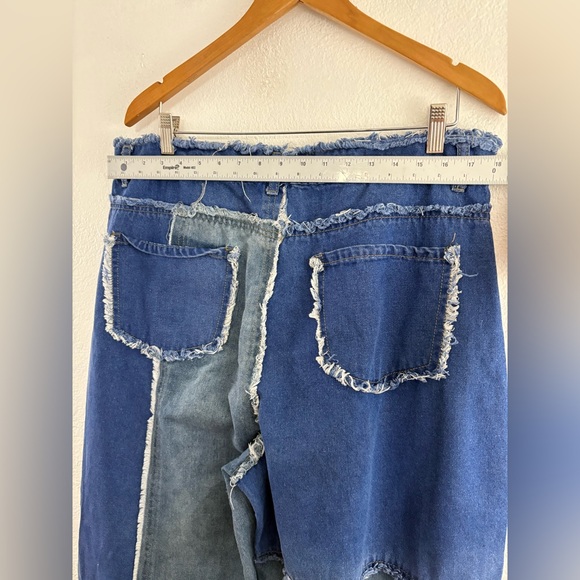 Unbranded Denim Patchwork wide leg distress waist Pants size 1XL - Picture 9 of 10